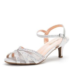 Dream Paris Women’s Ankle Strap Kitten Heel Wedding/Formal Sandals | NEW/NIB🩶